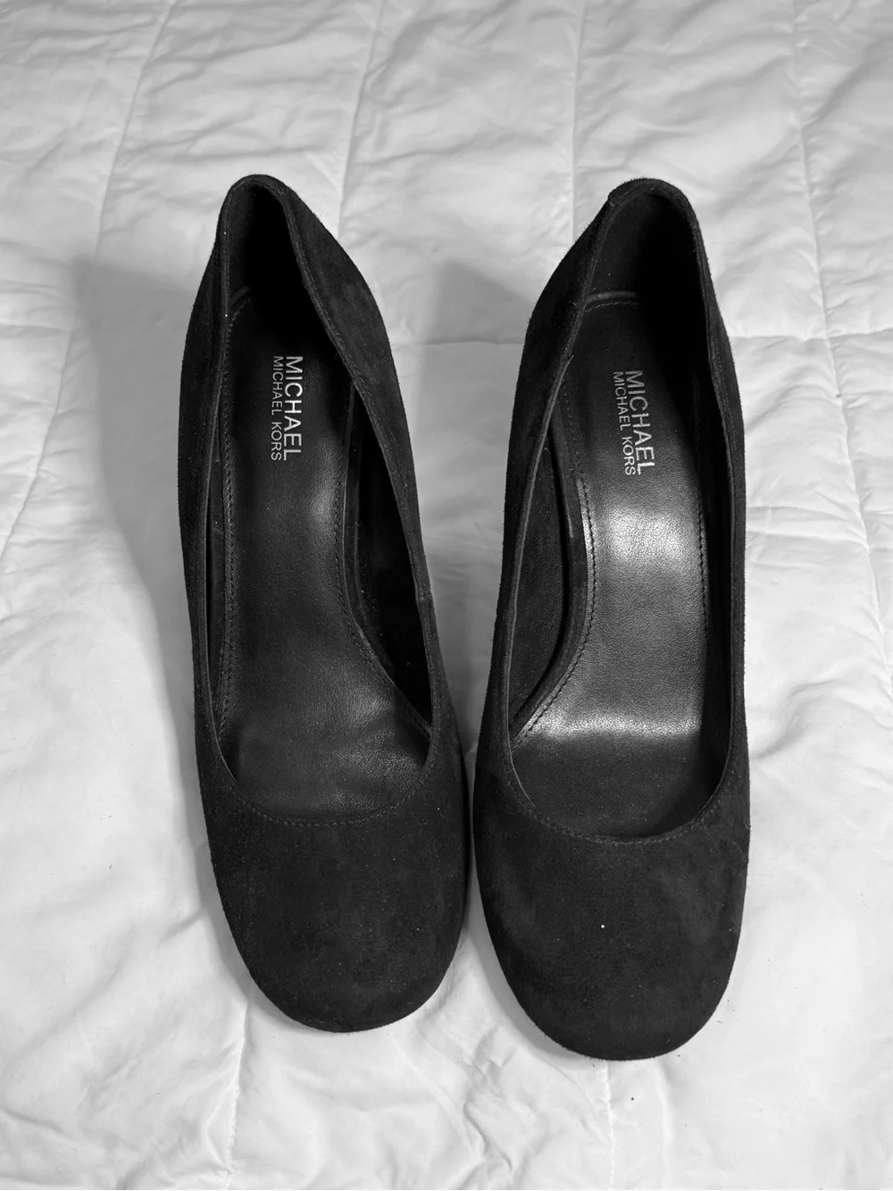 Michael Kors Black Suede Round-Toe Pumps